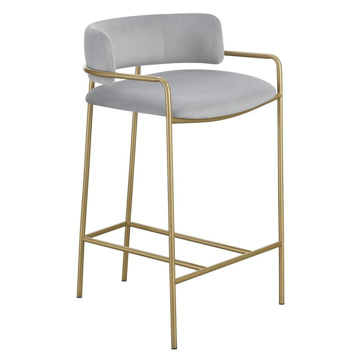 Comstock Upholstered Low Back Stool Grey and Gold