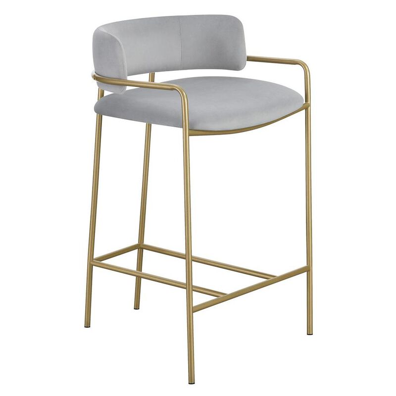 Comstock Upholstered Low Back Stool Grey and Gold