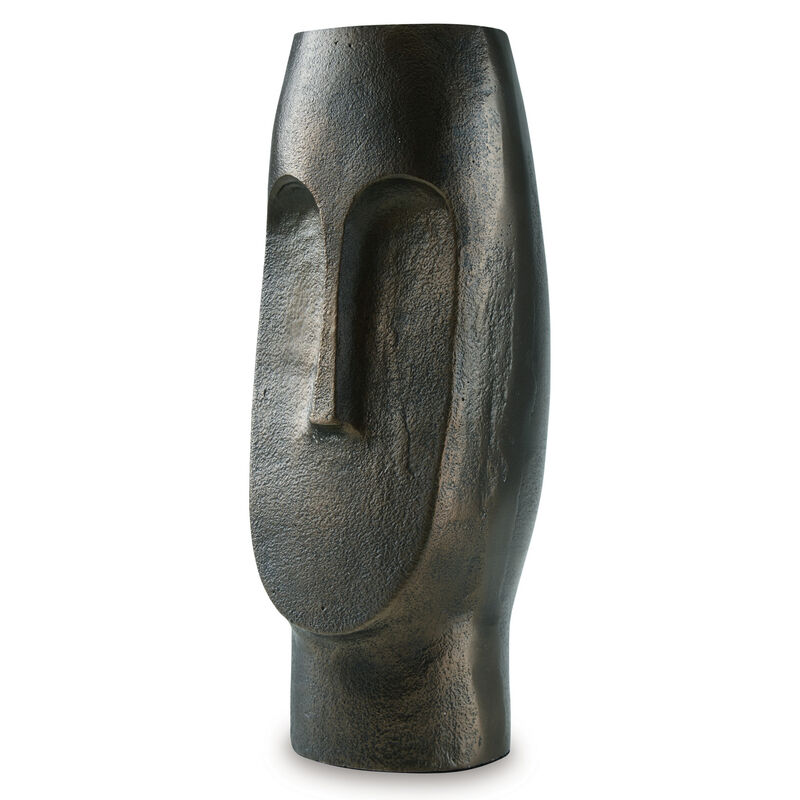 Vase, Abstract Decorative Figurine of a Head, 13 Inch Bronze Aluminum - Benzara