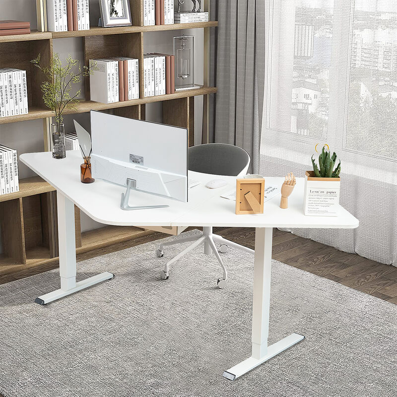 Costway Electric Sit Stand Desk Frame Dual-motor Height-adjustable Standing Desk Base with 3 Memory Positions & Touch Control Panel Home Office Black