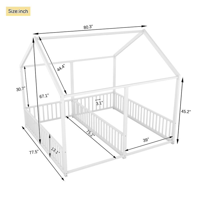 Merax Metal House Platform Beds 2 Shared Beds