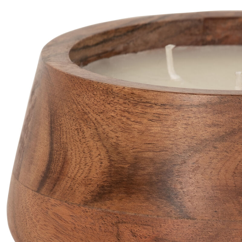 6" 11 Oz Vanilla Wood Bowl Candle