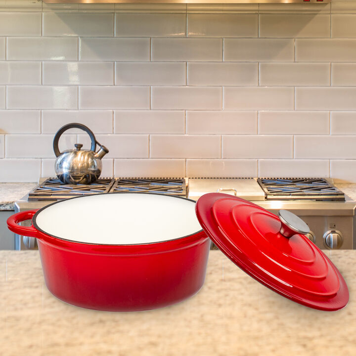 3 Quart Enameled Cast Iron Round Dutch Oven in Red