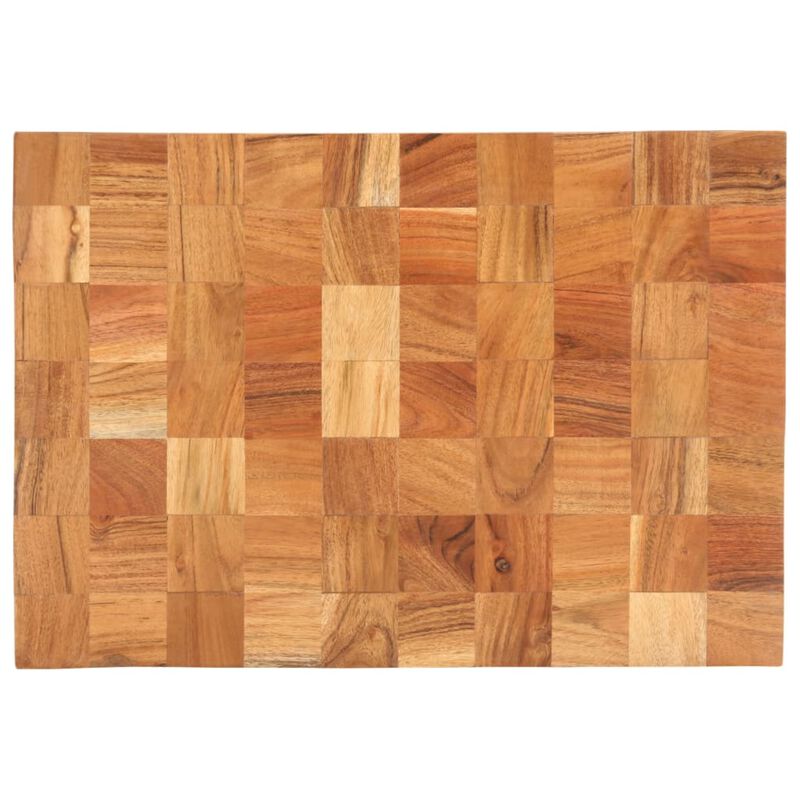 vidaXL Solid Acacia Wood Cutting Board - Brown Wooden Board with 1.5" Thickness and Finger Groove - Dimensions: 19.7" x 13.4"