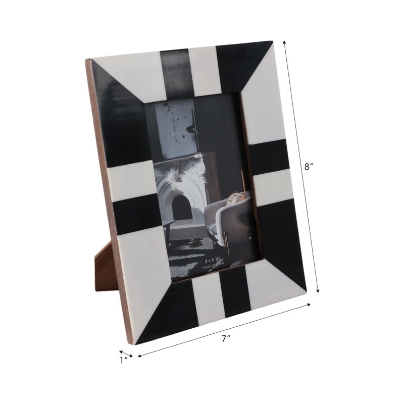 4x6 Geometric Photo Frame, Black/white