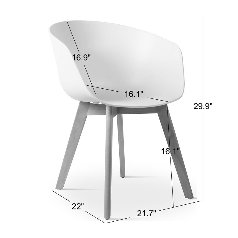 Set of 4 Scandinavian Dining Chairs with Wooden Legs