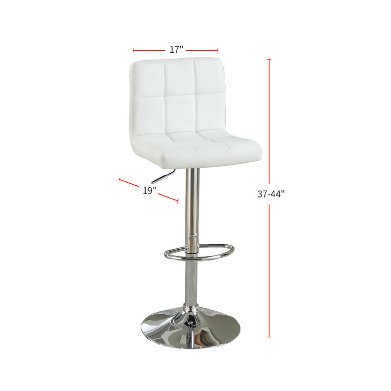 Set of 2 Adjustable White Faux Leather Bar Stools