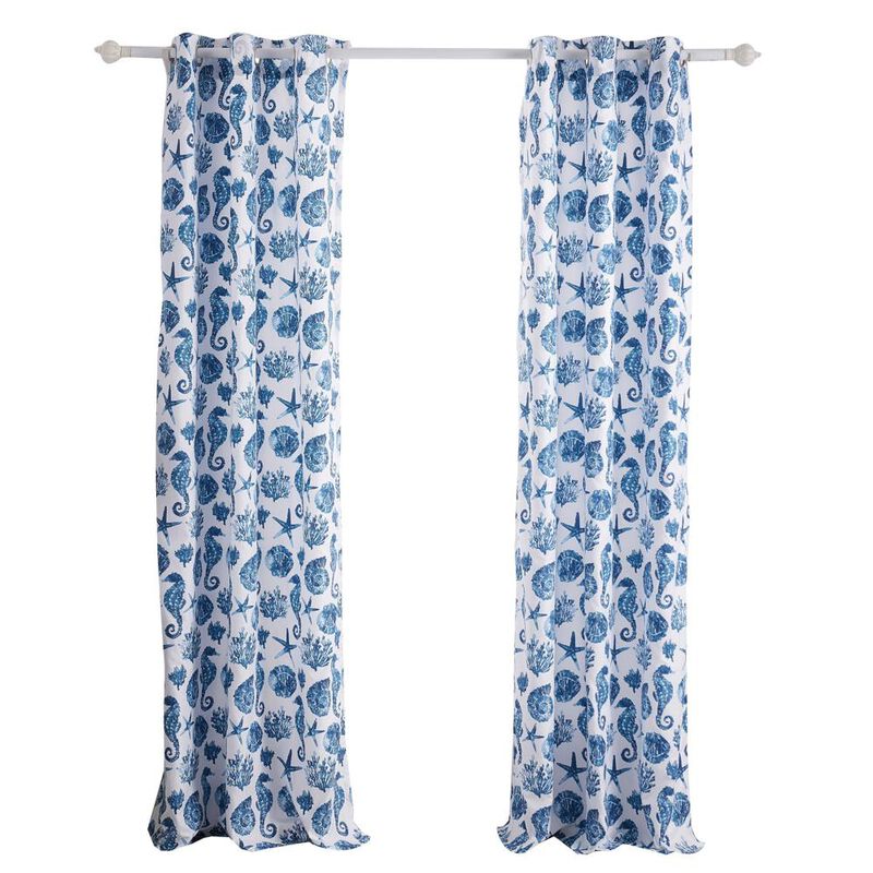 Greenland Home Fashions Pebble Beach Window Panel Pair - 42x84", Blue