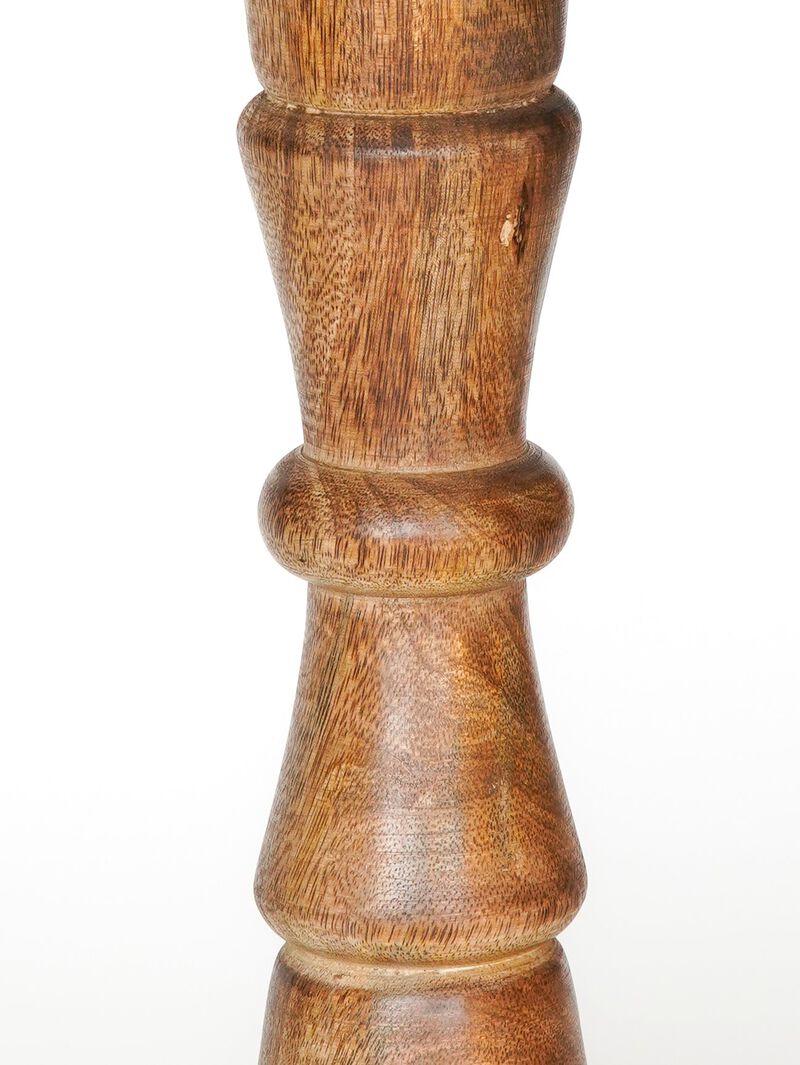 Traditional Medium Burnt Eco-friendly Handmade Mango Wood Set Of Five 9",12",15",12" & 9" Pillar Candle Holder BBH