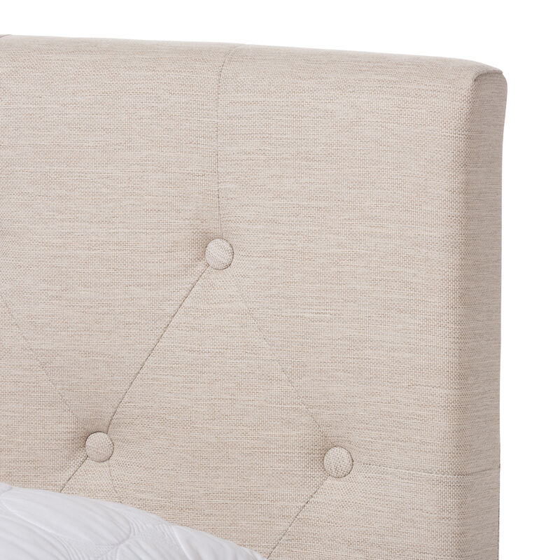 Baxton Studio Cassandra Modern Light Beige Fabric Upholstered Queen Size Bed