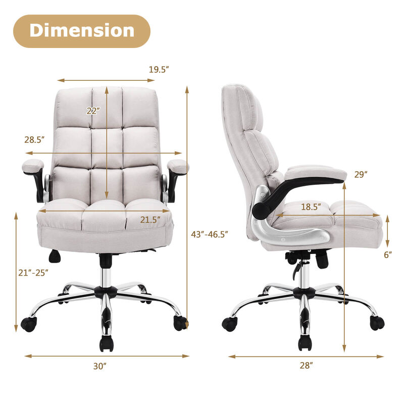 Costway High Back Big & Tall Office Chair Adjustable Swivel w/ Flip-up Arm Red