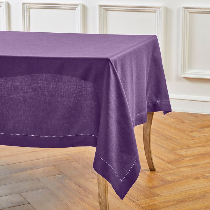 Solino Home 100% Pure Linen Tablecloth | Classic Hemstitch