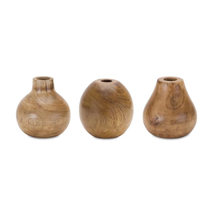 Wooden Vases Set of 3 for Vintage-Inspired Floral Displays