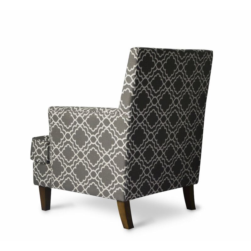 Jofran Aubrey Contemporary Geometric Upholstered Accent Chair with Nailhead Trim