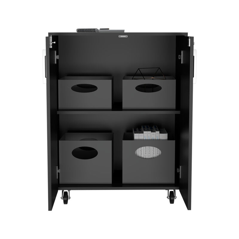 DEPOT E-SHOP Hartford Storage Double Door Cabinet, Two Interior Shelves, Casters, Black