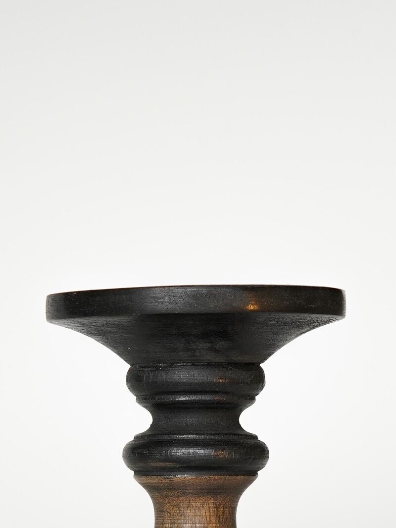 Traditional Black Wash Eco-friendly Handmade Mango Wood Set Of Three 9",12" & 15" Pillar Candle Holder