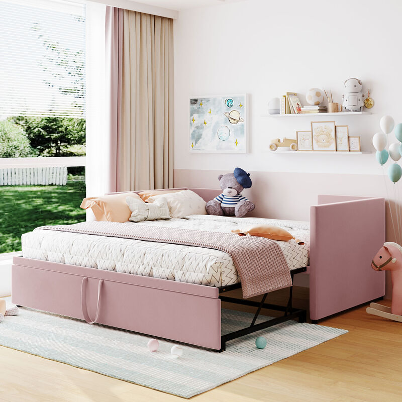 Merax Upholstered Daybed with Pop Up Trundle