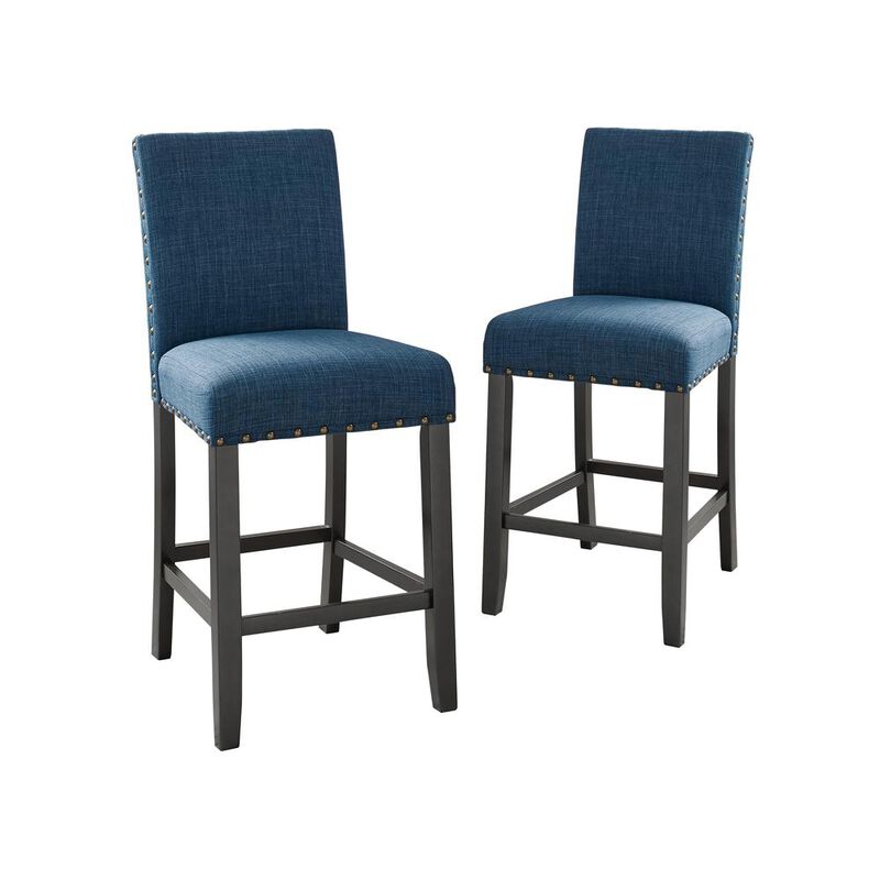 New Classic Furniture Furniture Crispin 25 Fabric Counter Chairs in Blue (Set of 2)