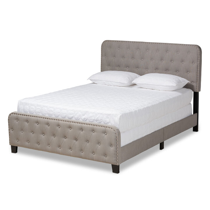 Baxton Studio Annalisa Transitional Grey Fabric Upholstered Queen Size Panel Bed