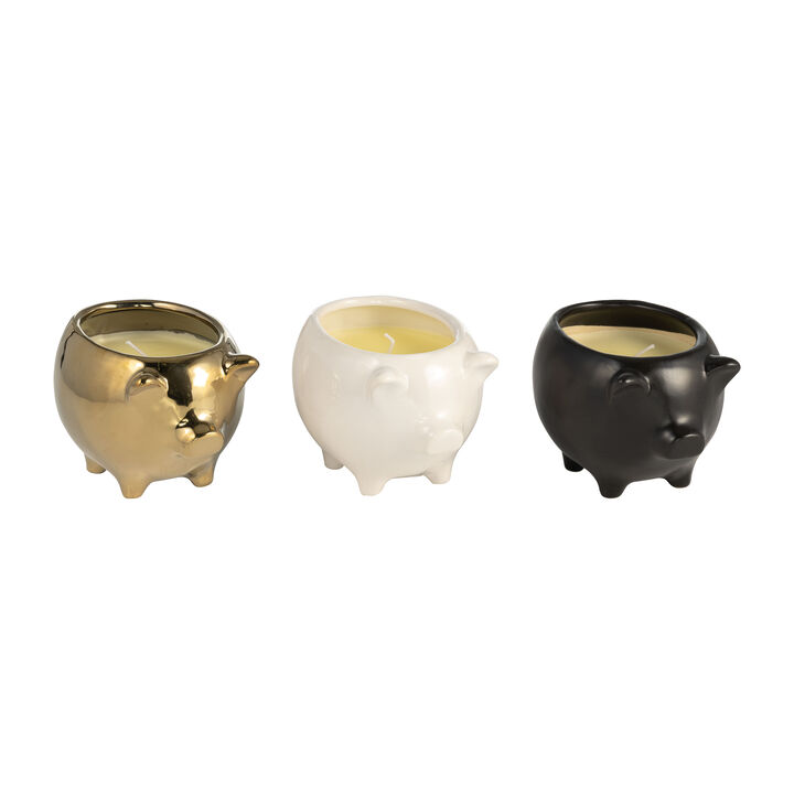 7" 9 Oz Vanilla Sandalwood Pig Candle Set