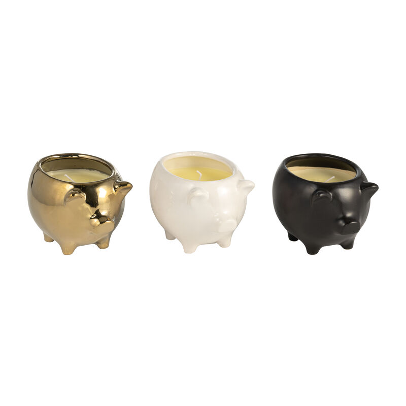 7" 9 Oz Vanilla Sandalwood Pig Candle Set