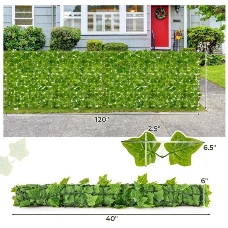 Hivvago 120 x 40 Inch Artificial Ivy Privacy Fence Faux Ivy Vines Covering