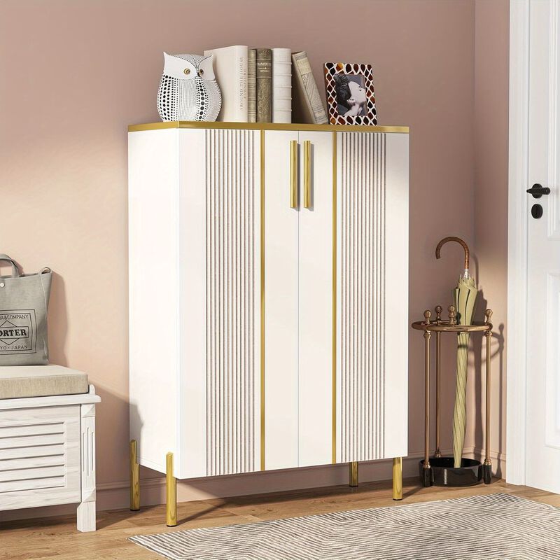 Shoe Cabinet with Doors, 5-Tier Shoe Storage Cabinet with Adjustable Shelves, Wooden Shoes Rack Shoe Storage Organizer for Entryway, Hallway, Closet, Living Room, Deck Boxes