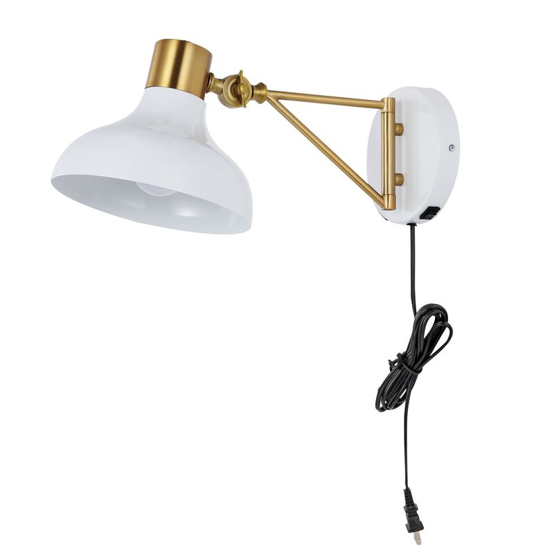 Lynn Swing Arm Modern Midcentury Iron USB Charging Port LED Sconce