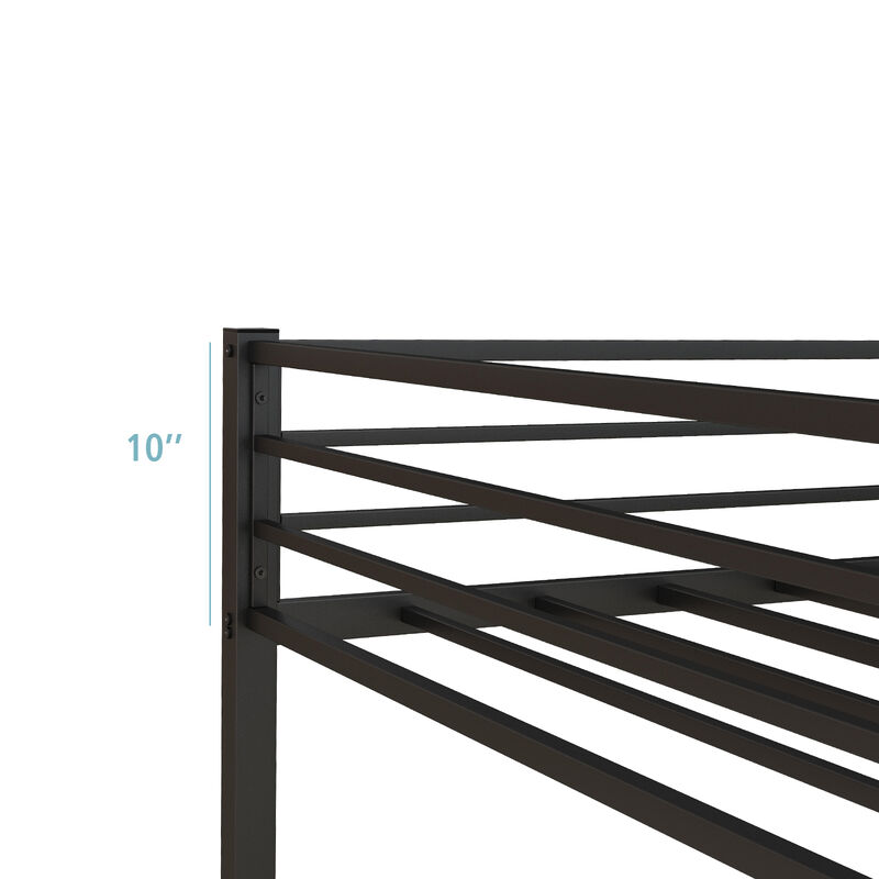 Low Profile Twin Over Twin Metal Bunk Bed with Full-length Guardrails