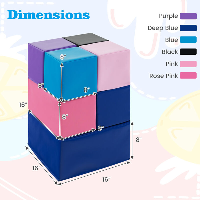 7-Piece Colorful Big Foam Building Blocks for Toddlers and Kids