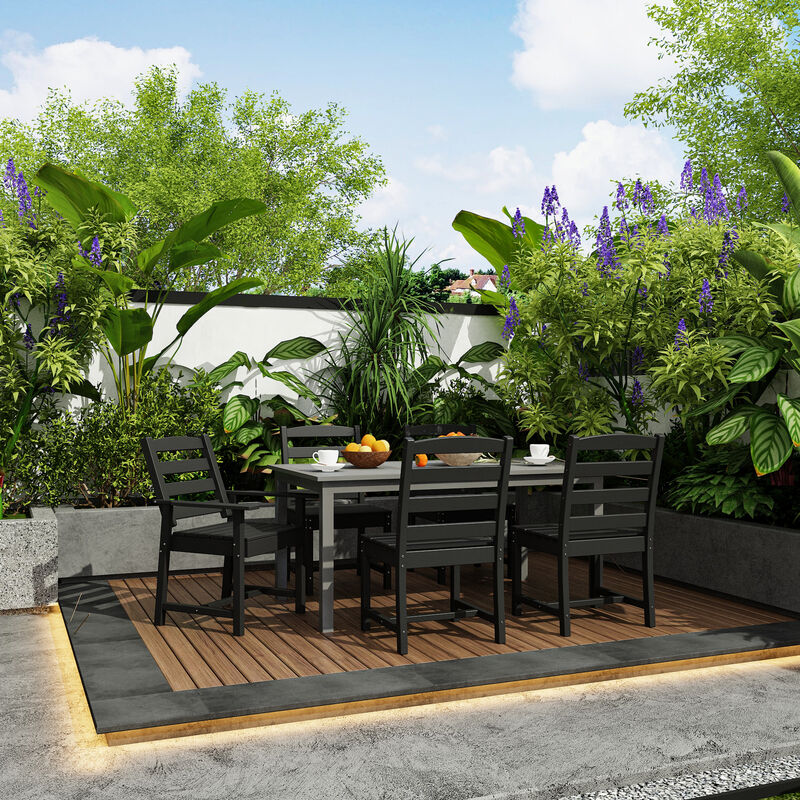 FUFU&GAGA Patio Dining Chair with Armrests, Waterproof, UV Resistant (Pack of 2) (23.6" W x 18.9" D x 33.5" H),Grey