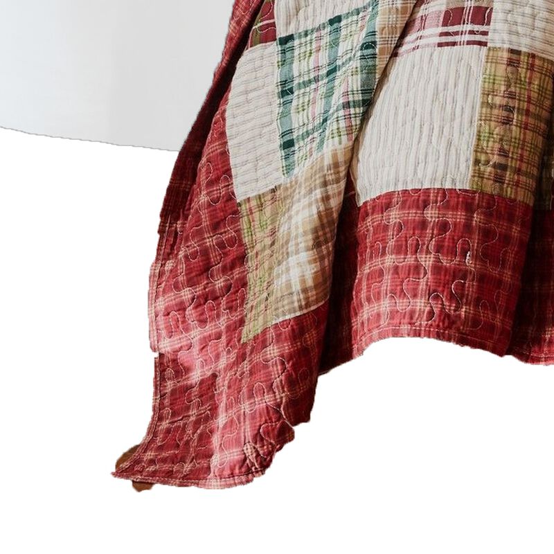 Evi Twin Quilt Set with 1 Pillow Sham, Multicolor Patchwork - Benzara