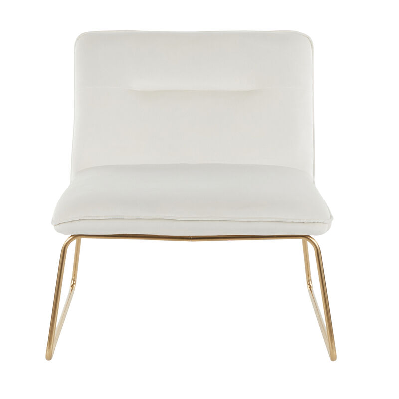 Casper Contemporary Accent Chair In Gold Metal And Cream Velvet