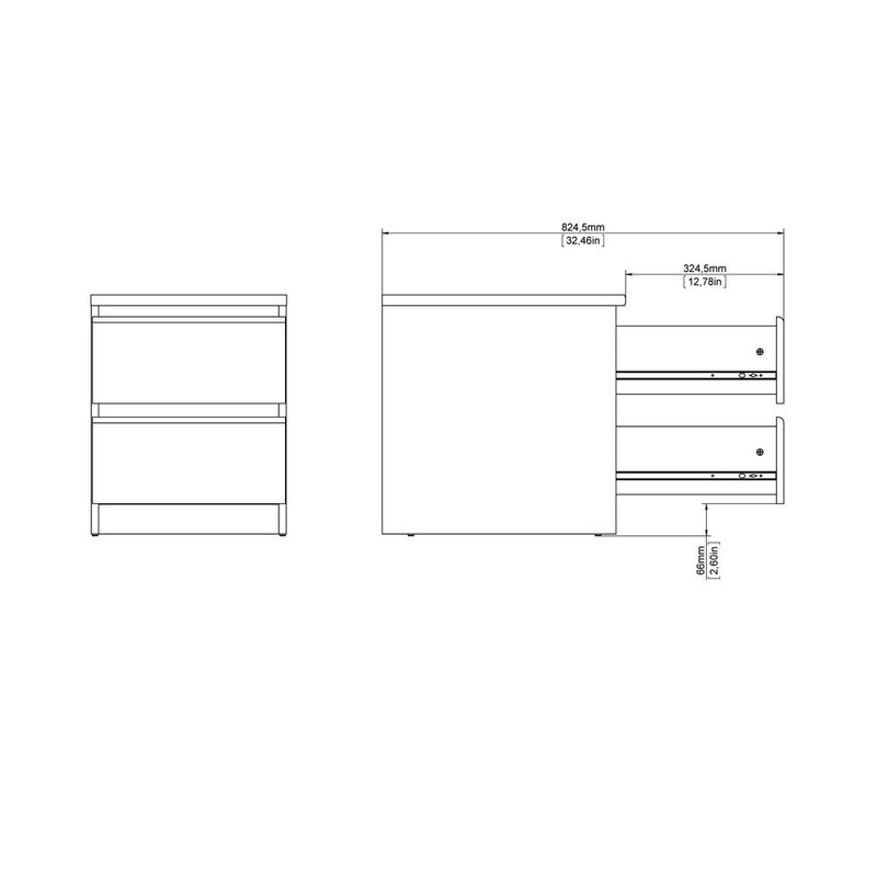 Tvilum 2 Drawer Nightstand White High Gloss