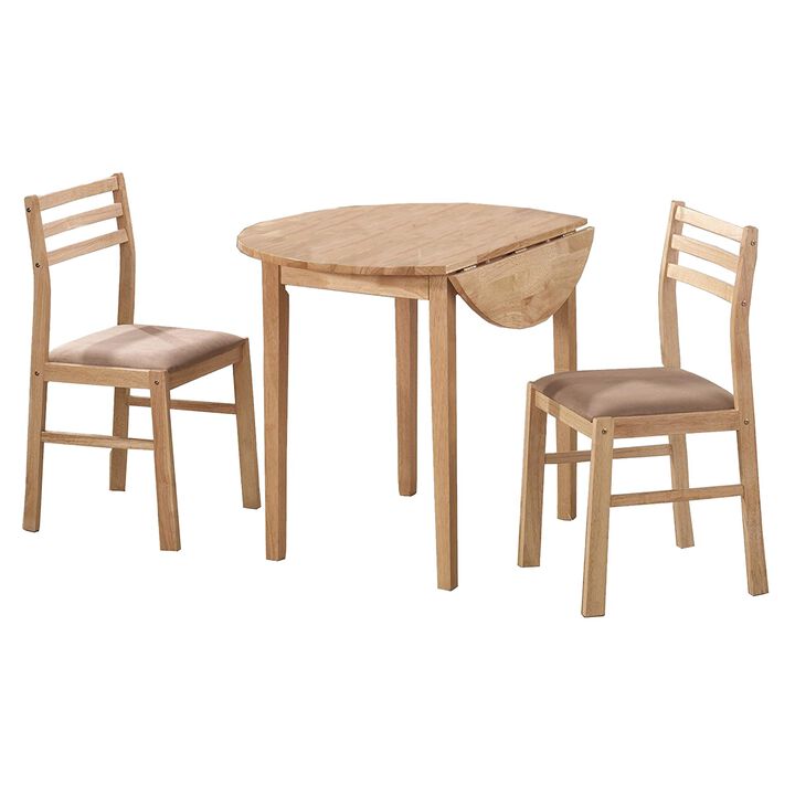 Sophisticated 3 Piece Wooden Table And Chair Set, Brown - Benzara