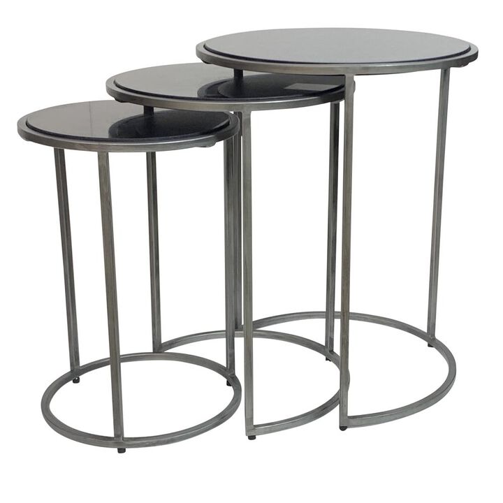 Carolina Living Serena Nesting Tables - Black Marble - Industrial