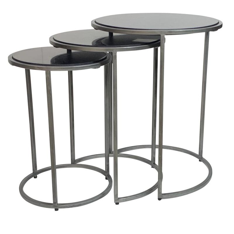 Carolina Living Serena Nesting Tables - Black Marble - Industrial