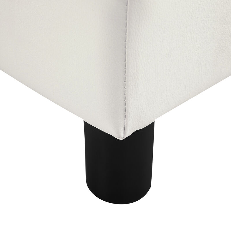 HOMCOM Ottoman Foot Rest, Small Foot Stool with Faux Leather Upholstery, Rectangular Ottoman Footrest with Padded Foam Seat and Plastic Legs, Bright White