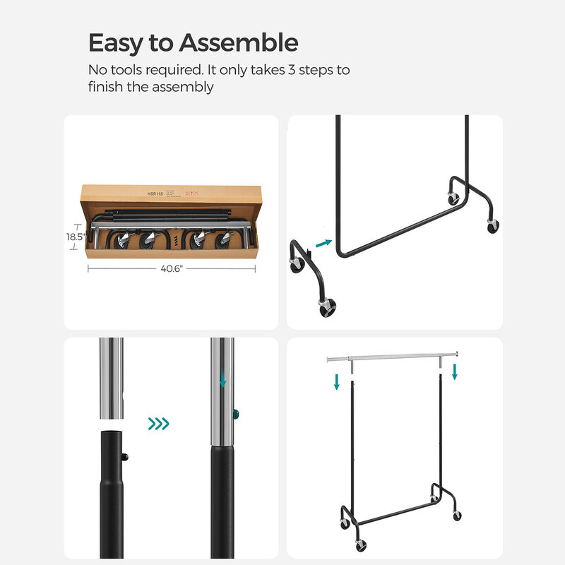 Heavy-Duty Clothes Rack with Extendable Hanging Rod