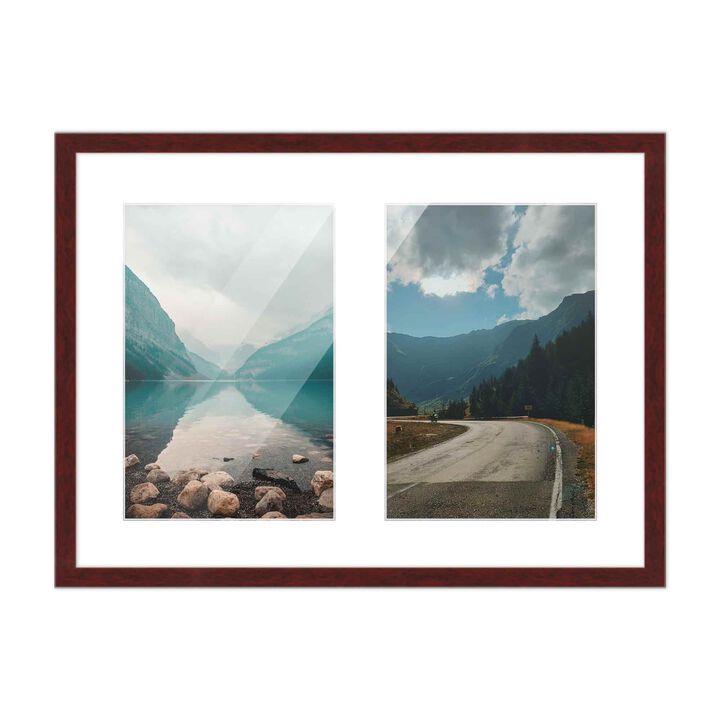 11x14 Wood Collage Frame with White Mat for 2 5x7 Pictures