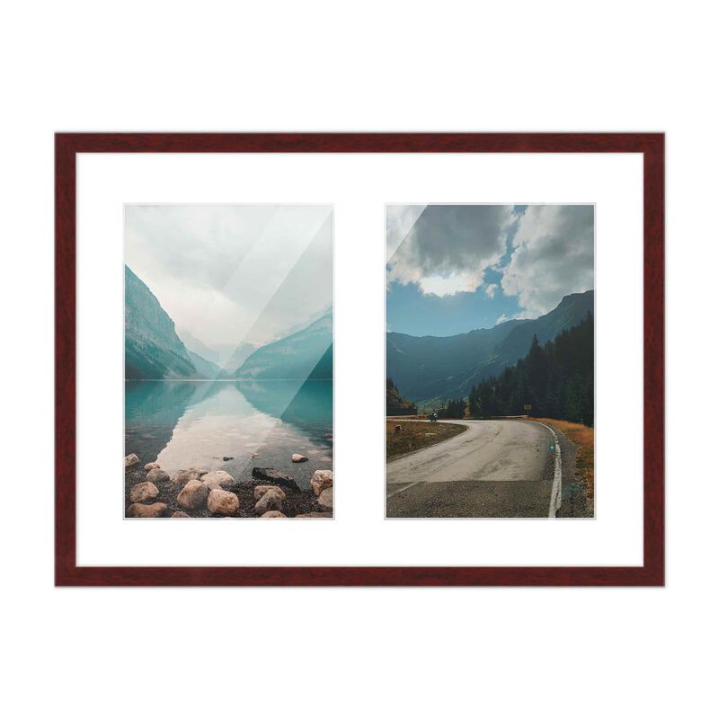 11x14 Wood Collage Frame with White Mat for 2 5x7 Pictures