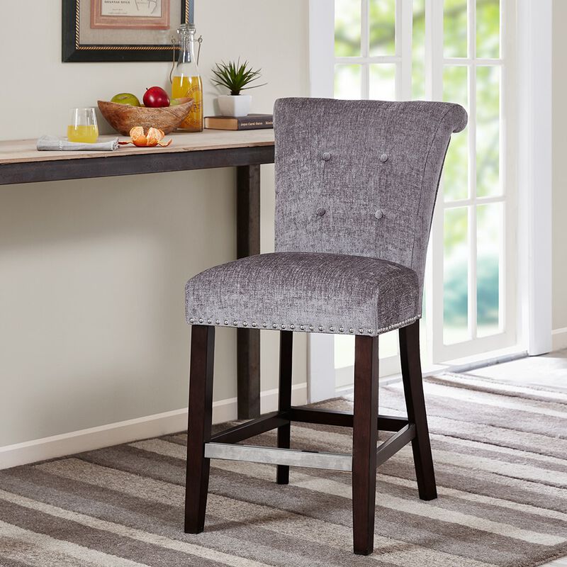 Gracie Mills Rafael Solid Button Tufted Counter Stool