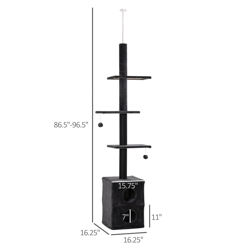Grey Cat Palace: Adjustable 82.75"-94.5" Floor to Ceiling Activity Tree