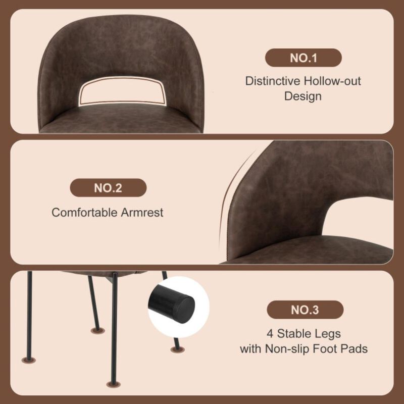Hivvago Dining Chair Set of 2 with High-density Sponge Cushion and PU Leather