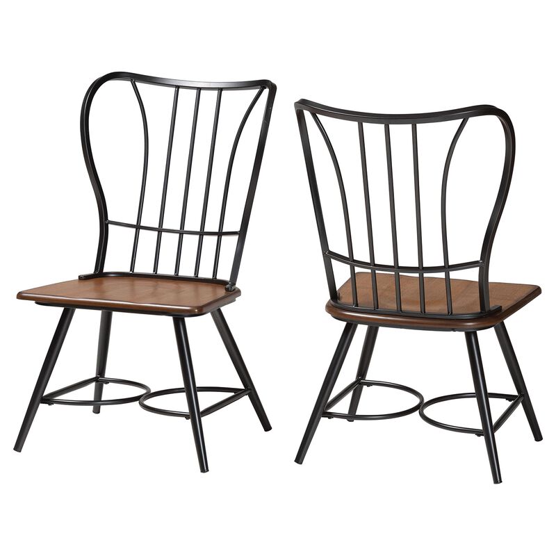 Baxton Studio Longford "Dark Walnut" Wood and Black Metal Vintage Industrial Dining Chair
