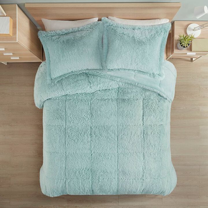 Hivvago King/CAL King Soft Sherpa Faux Fur 3 Piece Comforter Set in Light