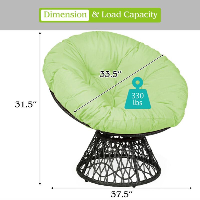 Hivvago Rattan Papasan Chair Ergonomic 360-degree Swivel Soft Cushion Garden