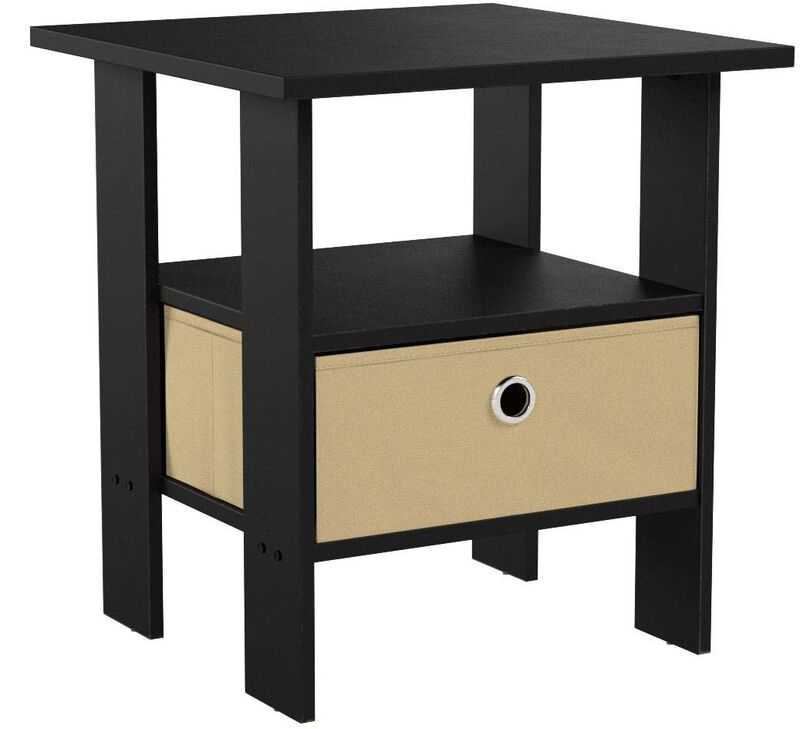 FurinnoFurinno Andrey Set of 2 End / Side Table / Night Stand / Bedside Table with Bin Drawer, Espresso