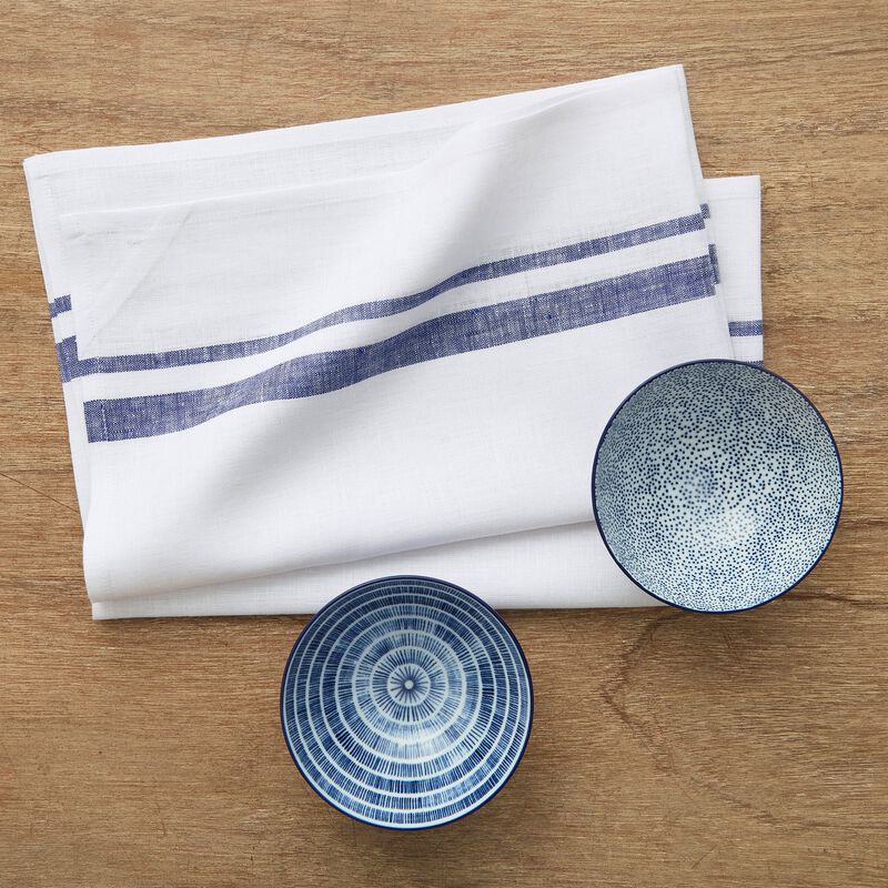 Solino Home 100% Pure Stripe Linen Kitchen Towels 17x26" Set of 2 for Spring & Easter | French Stripe