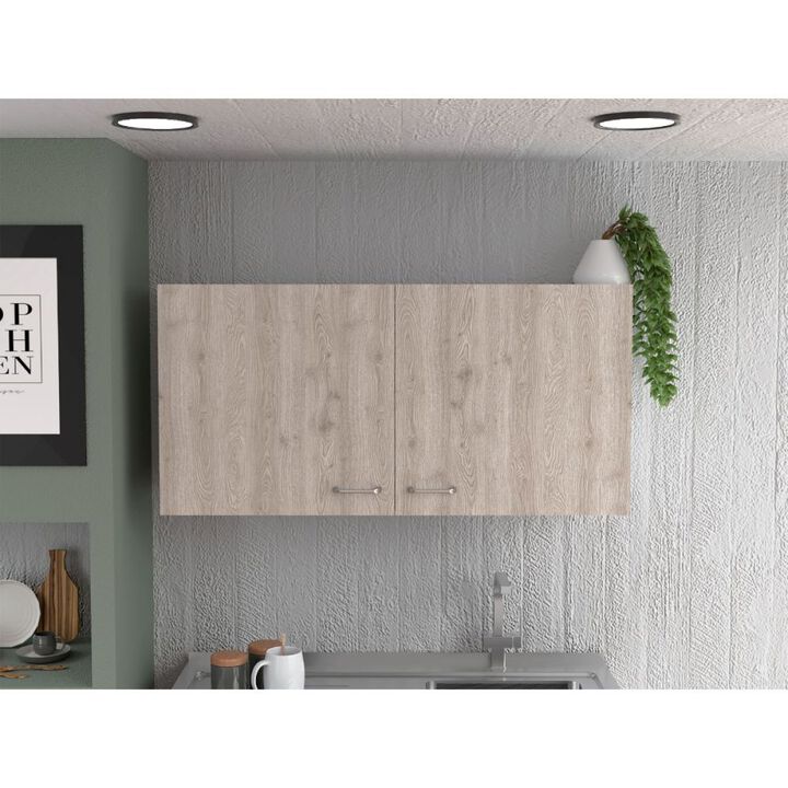 Napoles Wall Cabinet, Two Shelves, Double Door - White Light Gray